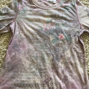 Bedazzled pink cross top